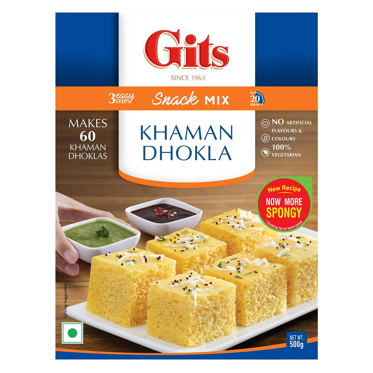 Gits Instant Khaman Dhokla Snack Mix, 2000g (Pack of 4 X 500g Each)