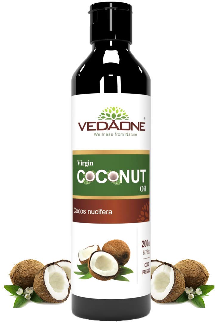 Vedaone 100% Pure Cold Pressed Virgin Coconut Oil - 200ml for Nourishing Hair, Skin & Body