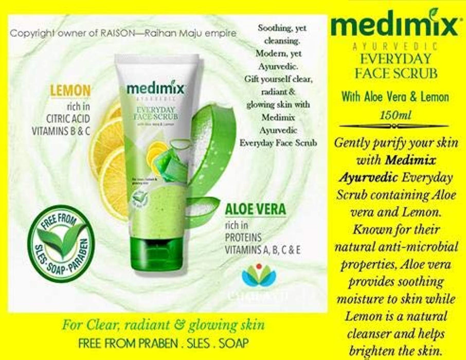 Medimix Ayurvedic Every Day Face Scrub Face Wash 150 Ml with Aloe Vera & Lemon