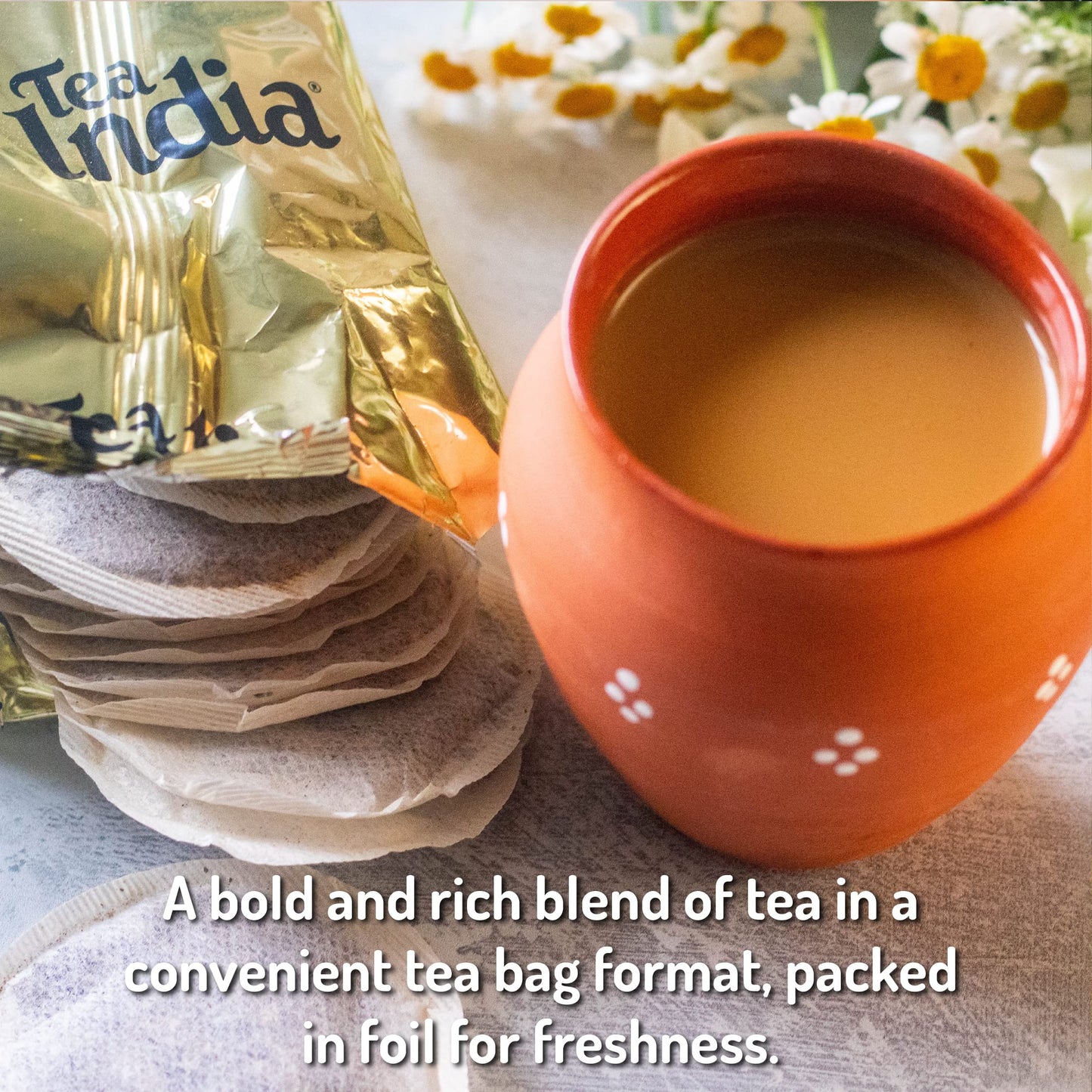 Tea India Masala Chai Tea Flavorful Blend Of Black Tea & Natural Ingredients Strong Full-Bodied Traditional Indian Caffeinated Tea 80 Round Teabags