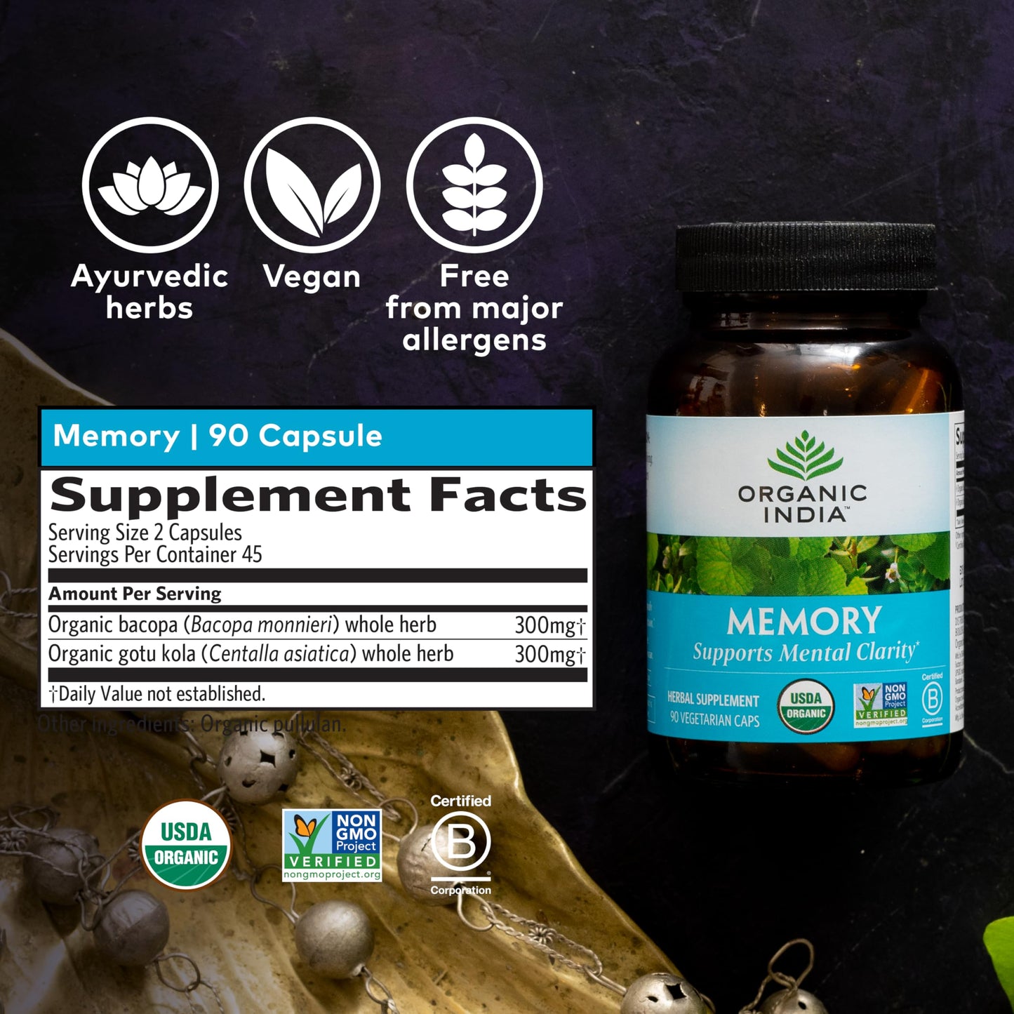 Organic India Memory Supplement, Mental Clarity - 1 Each - 90 VCAP