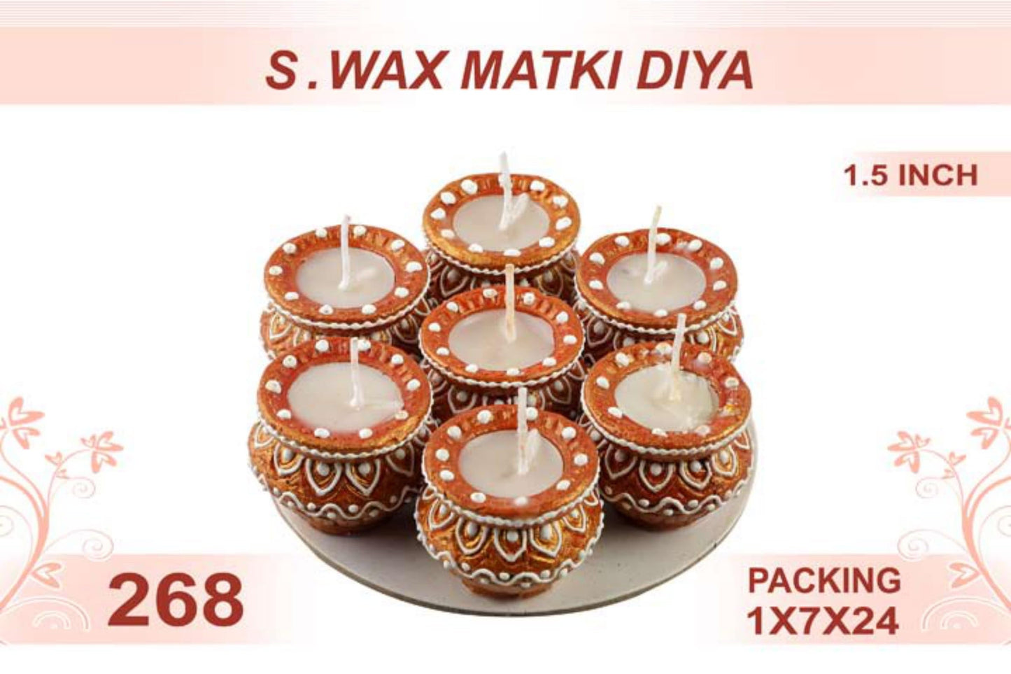 Small Wax Matki Diya 7pc 1.5inch #268 - Diwali Clay Diya