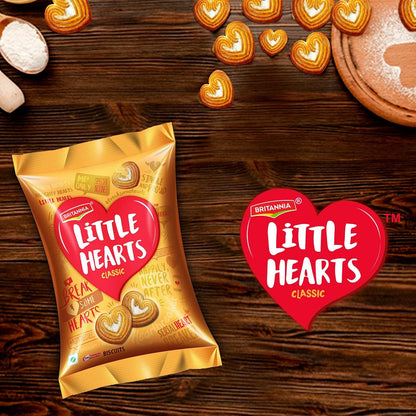 Britannia Little Hearts Biscuits 2.6oz (75g) - Biscuit de Patits Coeurs - Soft and Delicious Biscuits - Kids Favorite Cookies - Suitable for Vegetarians (Pack of 1)