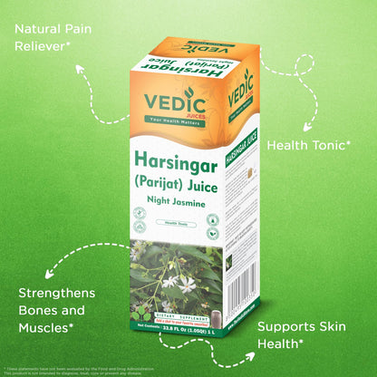 Vedic Harsingar Juice 1L - Pure and Natural Night Jasmine Juice Support Immune System - 33.8oz, Ideal for Daily Use