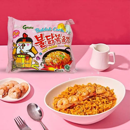 Samyang Buldak Spicy Ramen, Carbonara Hot Chicken Ramen, Korean Stir-Fried Instant Noodle, 5 Pack