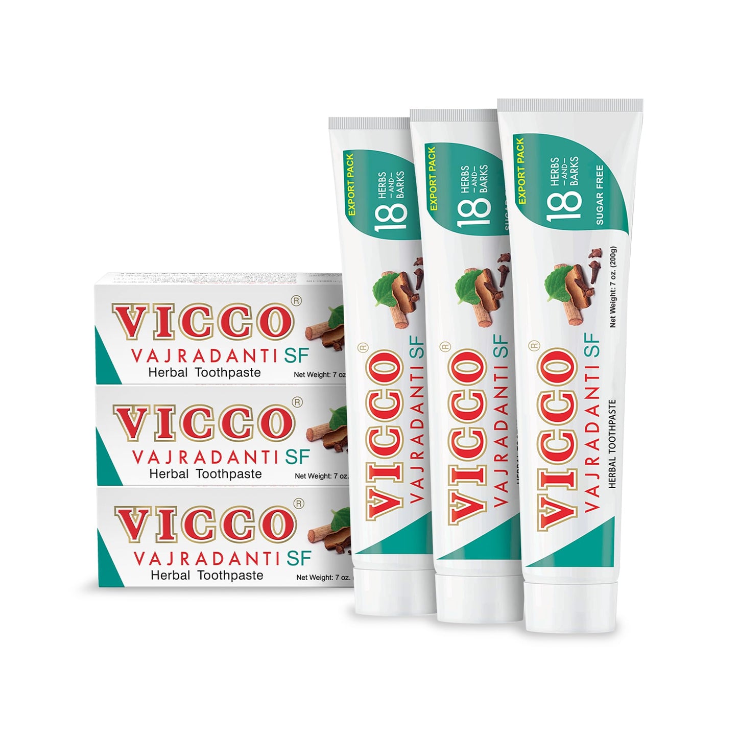 Vicco Vajradanti Herbal Toothpaste | Natural Astringent and Analgesic| Consists of 18 Herbs, 100% Natural, Vegan, and Cruelty-Free | Sugar-Free-(Pack of 3 x 7oz)