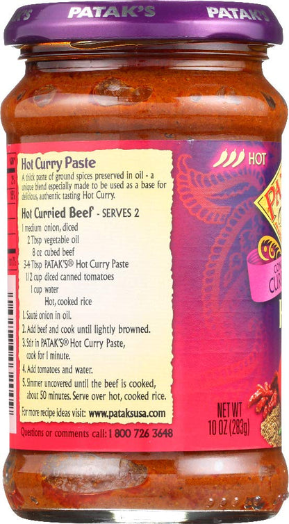 Patak's Hot Curry Paste 10 oz - Pickles & Paste
