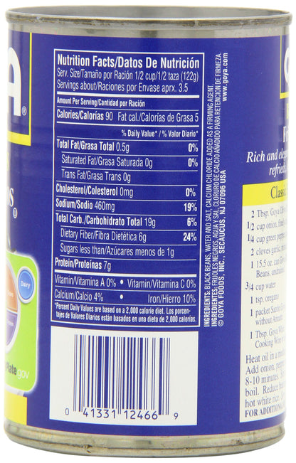 Goya Black Beans - Frijoles Negros 15.5 Oz Pack of 6