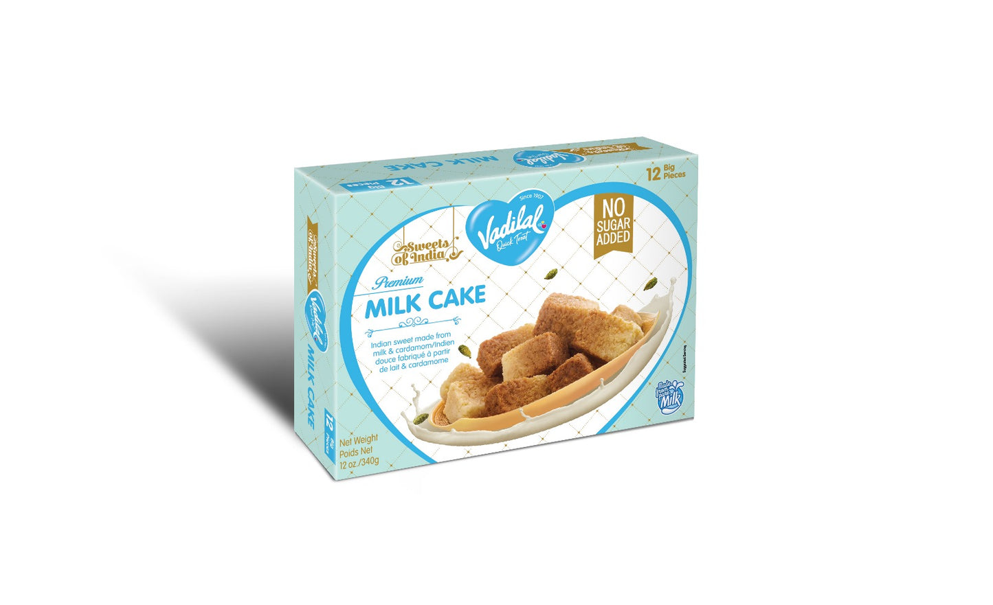 Vadilal NO Sugar Added Milk Cake 340gm Authentic Indian Sweet Made from Milk and Cardamom