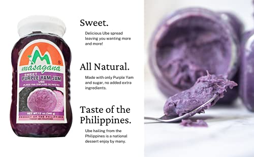 Masagana Ube Sweet Purple Yam Spread (2 Pack, Total of 24oz)