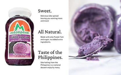 Masagana Ube Sweet Purple Yam Spread (2 Pack, Total of 24oz)