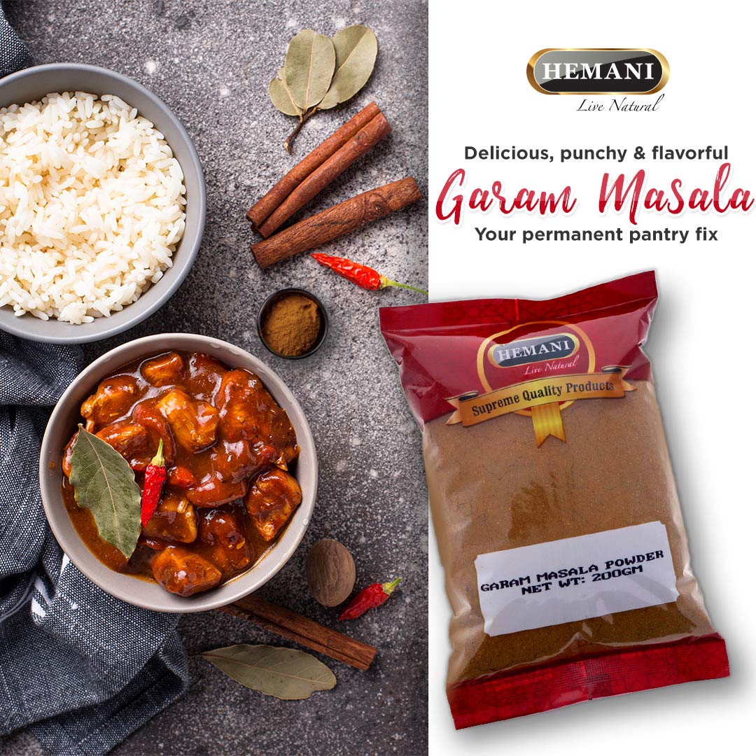 HEMANI Garam Masala 8 Spice Blend - 200g (7.1 OZ) All Natural - Supreme Quality - Gluten Free Ingredients - No Salt - No Color - NON-GMO - Vegan