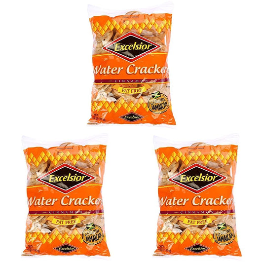 Excelsior Jamaica's Favorite Water Crackers, Cinnamon, Fat Free,11.85 oz, Packaging may vary (Pack of 3)