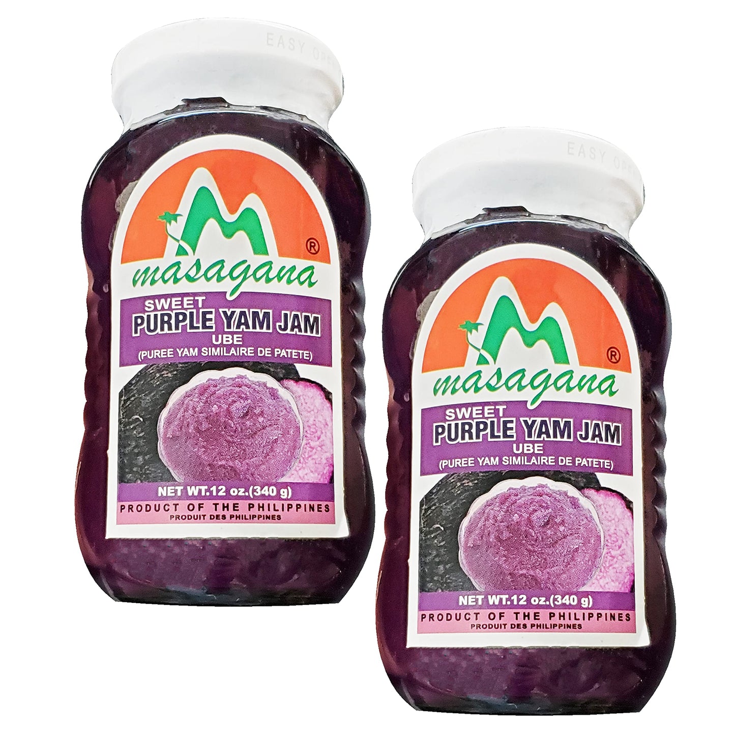 Masagana Ube Sweet Purple Yam Spread (2 Pack, Total of 24oz)
