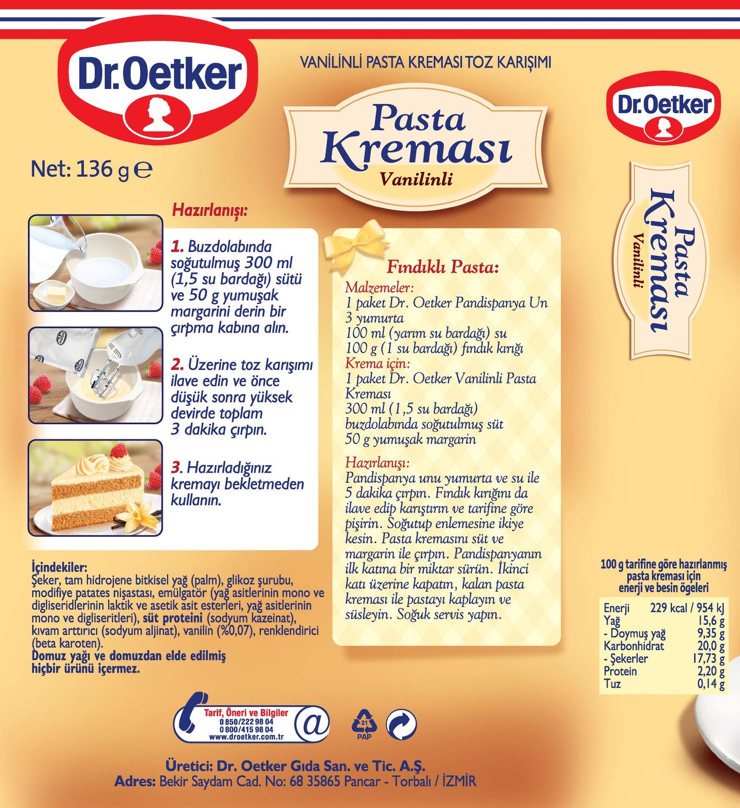 Dr Oetker Pastry Creme Vanilla (W/english Instructions) 4.9 Oz(140gr)