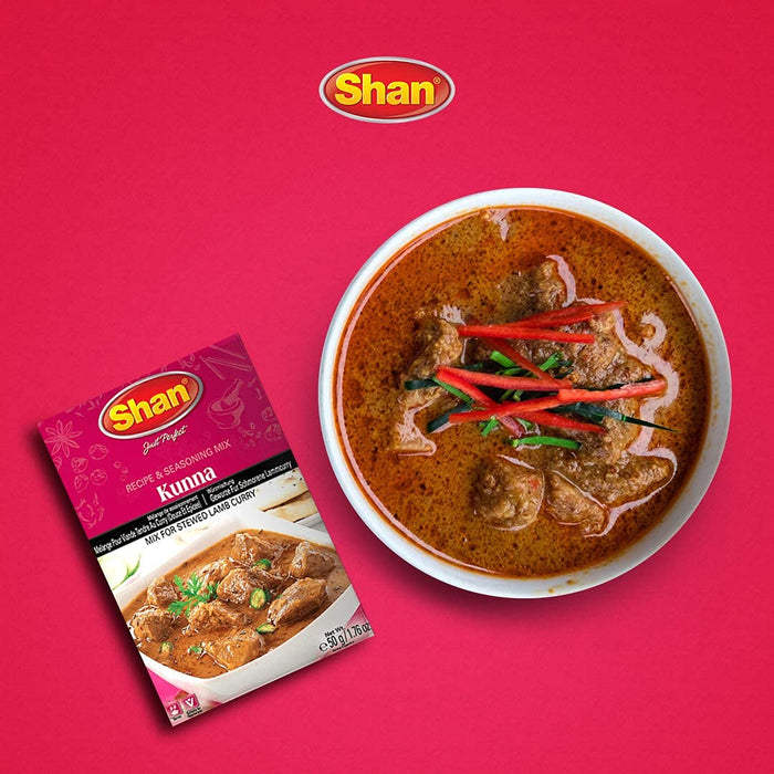 Shan Kunna Recipe and Seasoning Mix 1.76 oz (50g) - Spice Powder for Traditional Velvety Stewed Curry - Suitable for Vegetarians - Airtight Bag in a Box