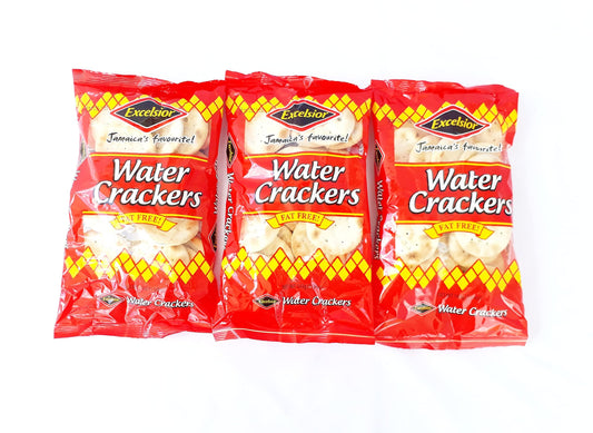 Excelsior Original Water Crackers FAT FREE (Pack of 3) (143g/5.04oz) Jamaica's Favourite