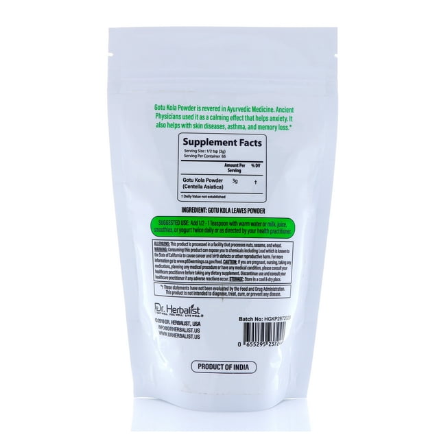 Dr Herbalist Natural Gotu Kola Powder I Centella Asiatica I Mandukaparni I 200gm