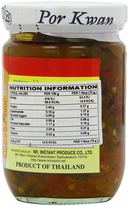Por Kwan Thai Chili Paste with Sweet Basil Leaves (2 Pack, Total of 14oz)