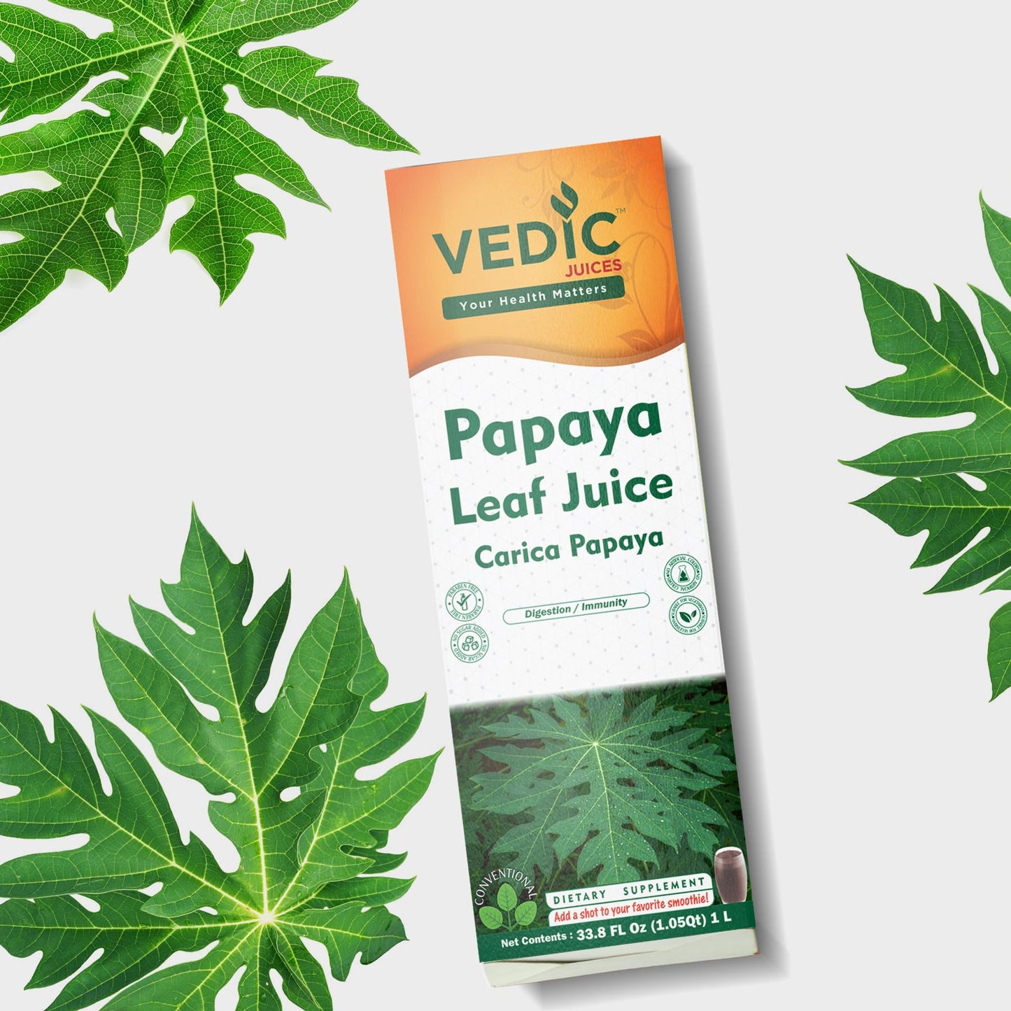 Vedic Papaya Extract Blood Platelet Juice - Supports Immune & Digestive Enzyme Health - 33.8oz, Ideal for Daily Use