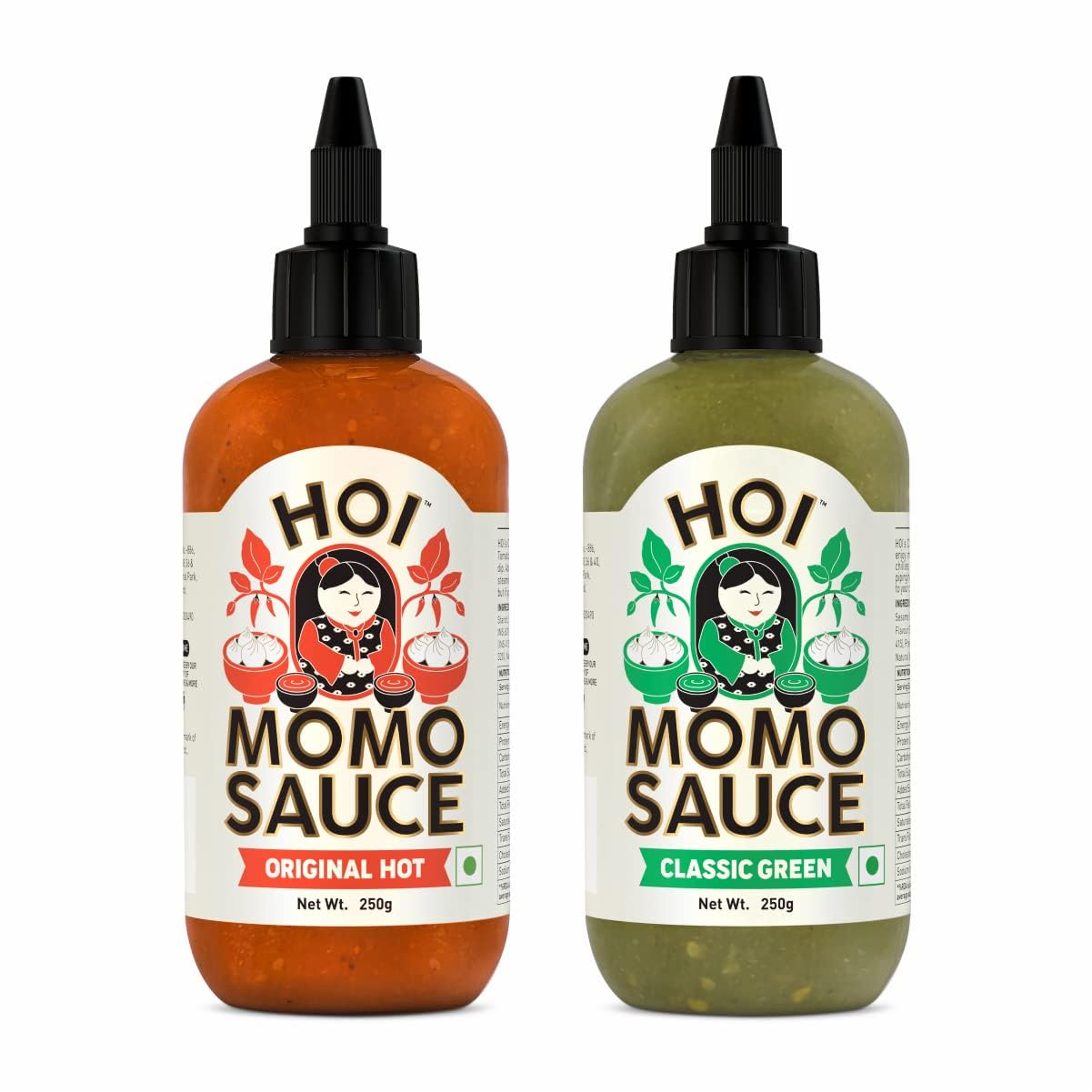 HOI MOMO SAUCE Combo Pack | Original Hot & Classic Green | 250 gm Each - Veg | Dipping & Serving Sauce