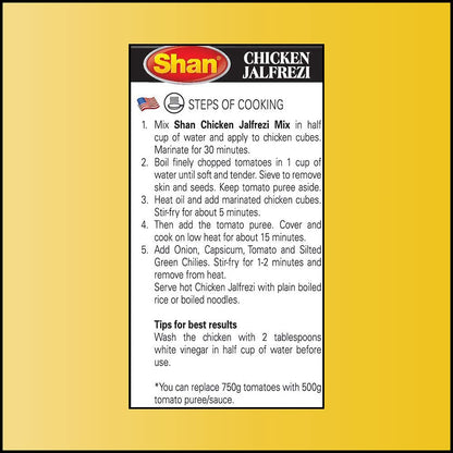 Shan Chicken Jalfrezi Recipe and Seasoning Mix 1.76 oz (50g) - Spice Powder for Stir Fried Chicken and Vegetables in Tomato Sauce - Suitable for Vegetarians - Airtight Bag in a Box (Pack of 6)