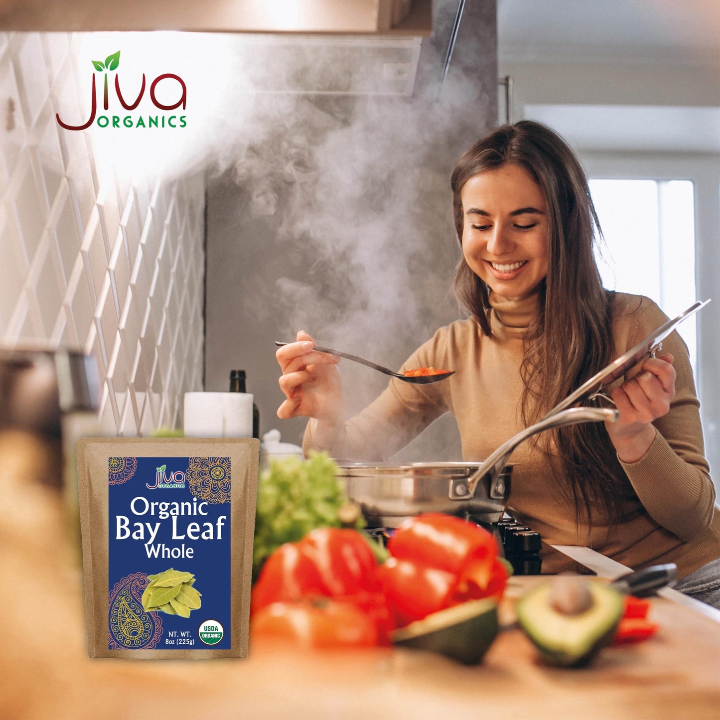 Jiva Organic Bay Leaves Whole 8 Ounce Bulk Bag