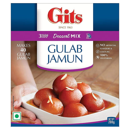 Gits Instant Mix Box - 600gm (Pack of 3 x 200gm) | Ready to Cook Indian Breakfast/Lunch/Dinner/Snack Meal | No Artificial Colors, Flavors, Preservatives, 100% Vegetarian, Easy Recipe (Gulab Jamun)