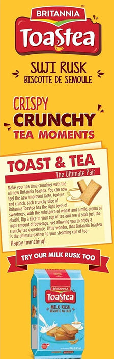 Britannia Toastea Suji Rusk 10.75oz (305g) - Biscotte De Semoule - Crispy Tea Time Snack - Crispy Crunchy Toast - Halal and Suitable for Vegetarians (Pack of 3)