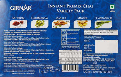 Girnar Instant Tea/Chai Premix Variety Pack, 36 Sachets