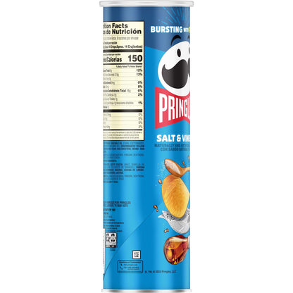 Pringles Potato Crisps Chips, Lunch Snacks, On-The-Go Snacks, Salt and Vinegar, 5.5oz Can (1 Can)