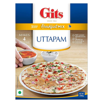 Gits Instant Mix Box - 600gm (Pack of 3 x 200gm) | Ready to Cook Indian Breakfast/Lunch/Dinner/Snack Meal | No Artificial Colors, Flavors, Preservatives, 100% Vegetarian, Easy Recipe (Uttapam)