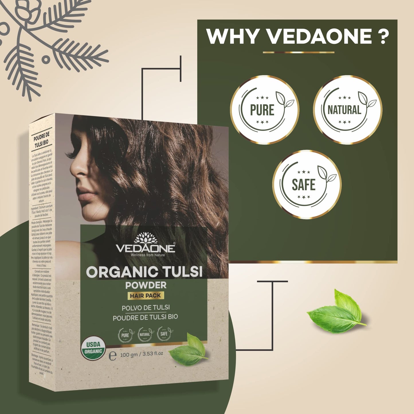 Vedaone Organic Tulsi Hair Powder 100gm