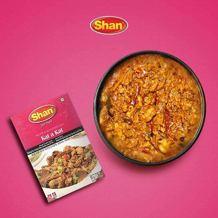 Shan Kat a Kat Recipe and Seasoning Mix 1.76 oz (50g) - Spice Powder for Stir Fried Chops, Brain, Heart & Kidneys - Suitable for Vegetarians - Airtight Bag in a Box