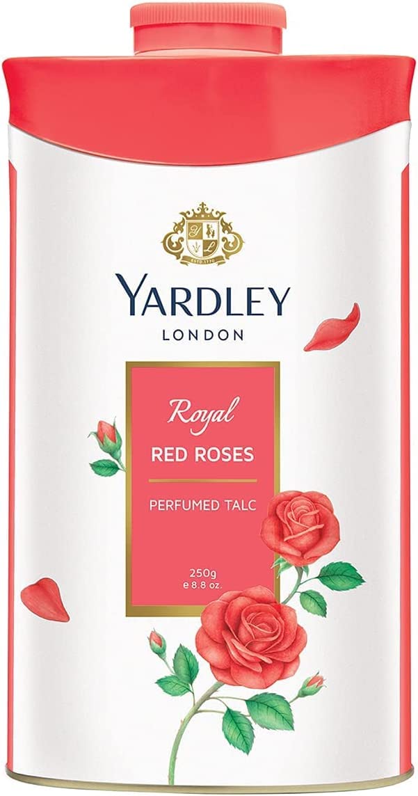 Yardley London Fresh Floral Fragrance Locked in a Fine & Silky Perfumed Talcum Powder (Yardley London Royal Red Rose, Pack of 2 250Gram) - Skin Care
