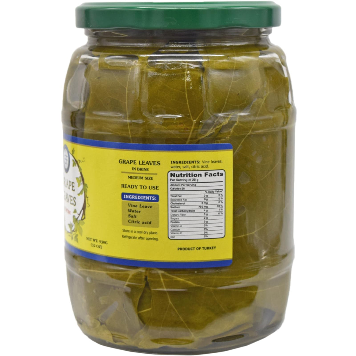 Eastern Feast - Grape Leaves in Brine, 32 oz (930g)