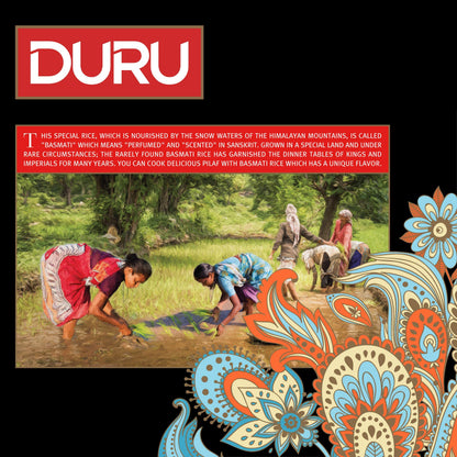 Duru Basmati White Rice, 159oz (4500g), 100% Natural and Certificated, Non-GMO, Great for Vegan Recipes, Gluten Free