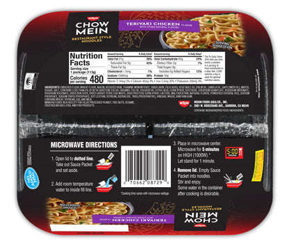 Nissin Chow Mein Teriyaki, Chicken, 4 Ounce (Pack of 8)
