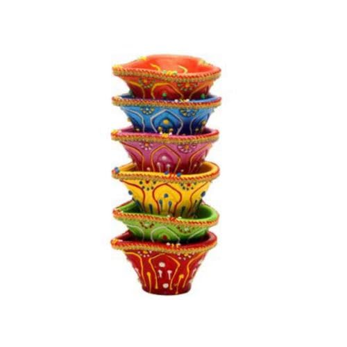 K.V. Pan Diya 6pc 2.5inch #186 - Diwali Clay Diya