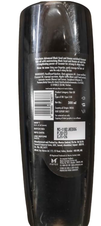 Parachute Advansed Blackseed hair oil 300ml