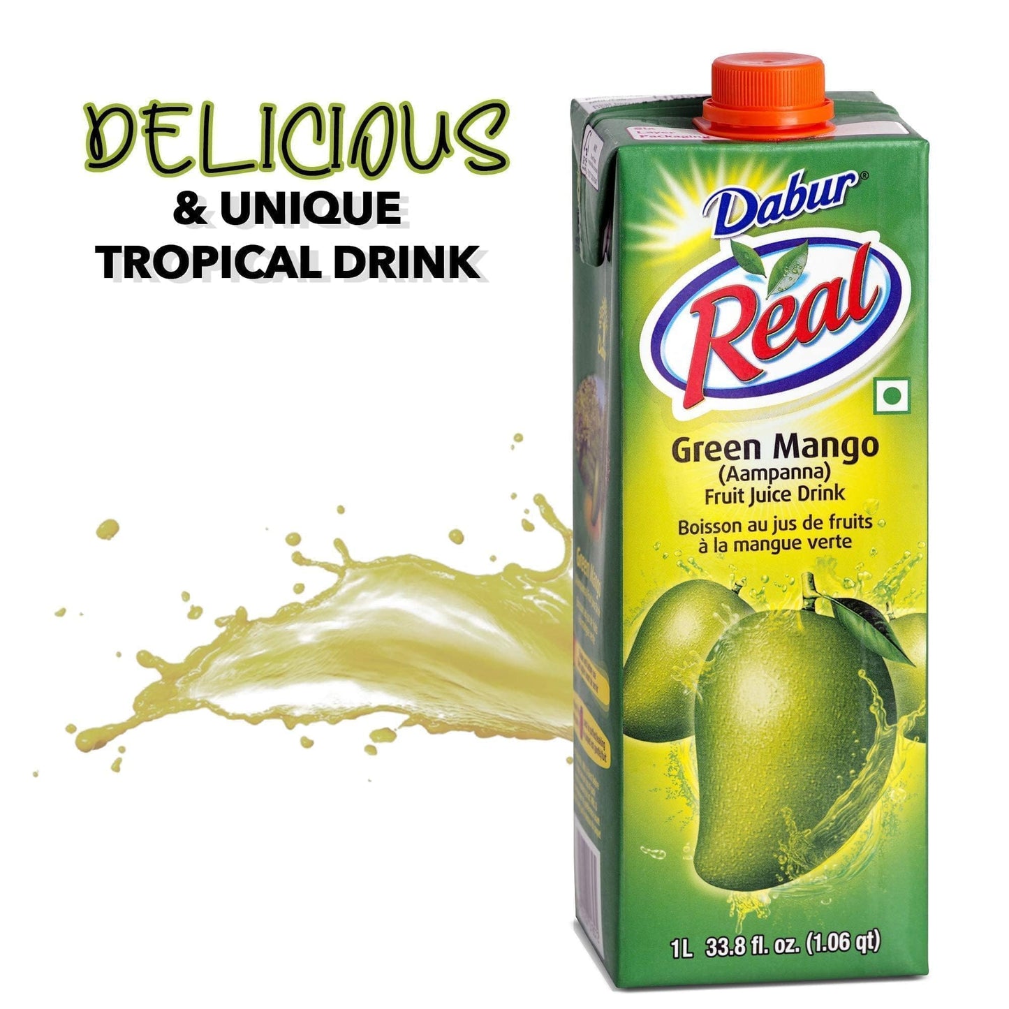 Dabur Real Green Mango/Aampanna Fruit (Cocktail/Mocktail) Juice Drink 1 Ltr [pack of 3]