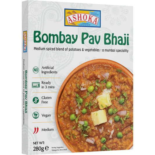 Ashoka Traditional Meals 1932, Vegan Mashed Vegetable Instant Curry, All-Natural, Ready to Eat Microwavable Meals, Bombay Pav Bhaji, Great for Backpacking & Hiking, with No Preservatives, Pack of 1