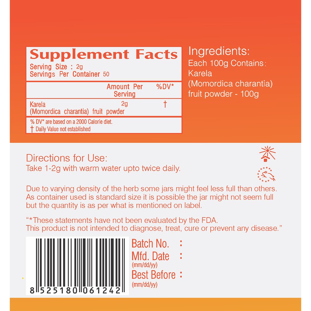 Vedic Care Karela Powder 100gm - Ayurveda & Vitamins