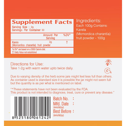 Vedic Care Karela Powder 100gm - Ayurveda & Vitamins