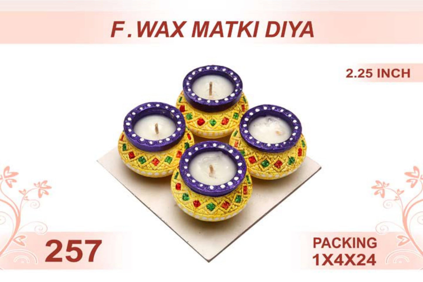 Flower Wax Matki Diya 4pc 2.25.inch #257