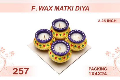 Flower Wax Matki Diya 4pc 2.25.inch #257