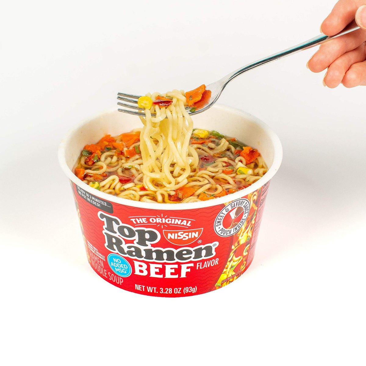 Nissin Top Ramen Bowl Ramen Noodle Soup, Beef, 3.28 Ounce (Pack of 6)