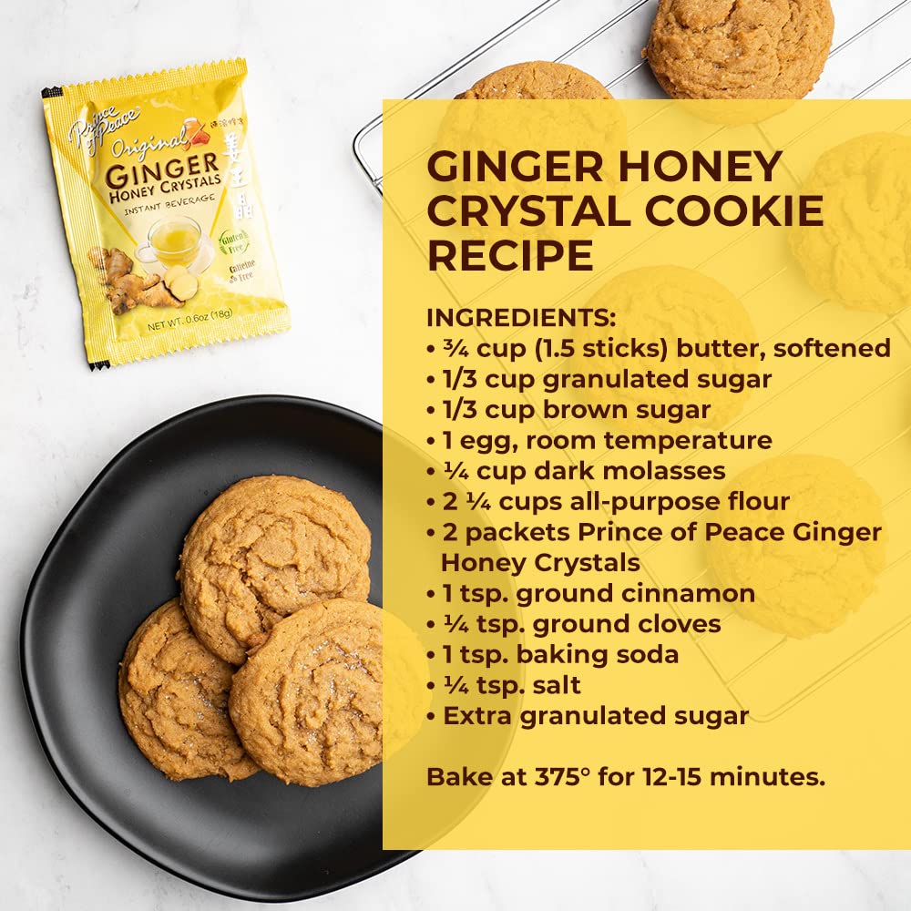 Prince of Peace Instant Ginger Honey Crystals, 2 Packs of 10 Sachets Instant Hot or Cold Beverage Easy to Brew Ginger and Honey Crystals