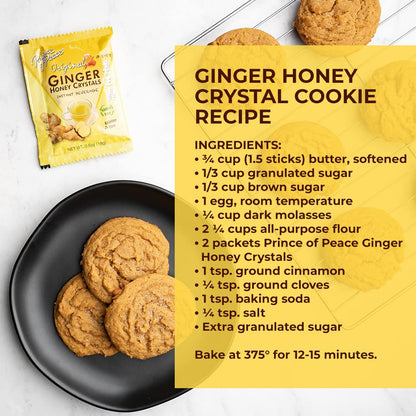 Prince of Peace Instant Ginger Honey Crystals, 10 Sachets Instant Hot or Cold Beverage Easy to Brew Ginger and Honey Crystals