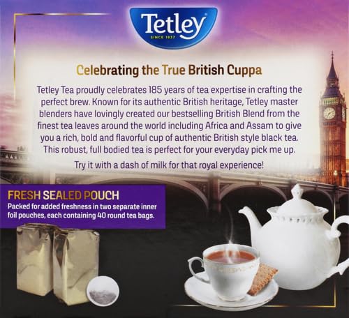 Tetley British Blend Premium Black Tea Bags, 80 Tea Bags